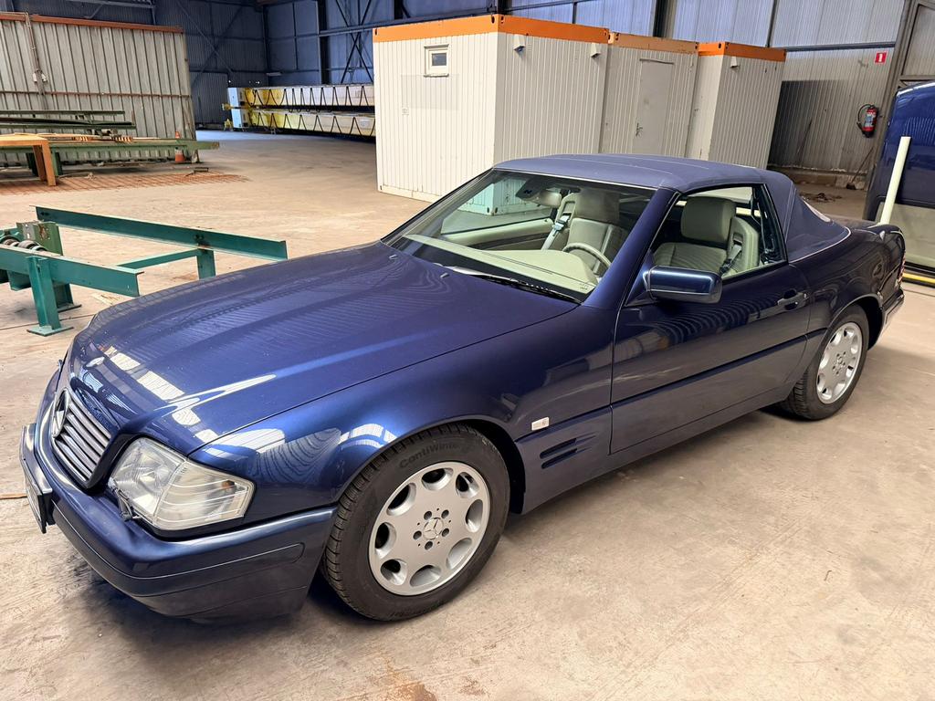Mercedes SL R129 320 – 1997 – Metallic blauw, Auto's, Automaat, Beige, Cabriolet, Blauw
