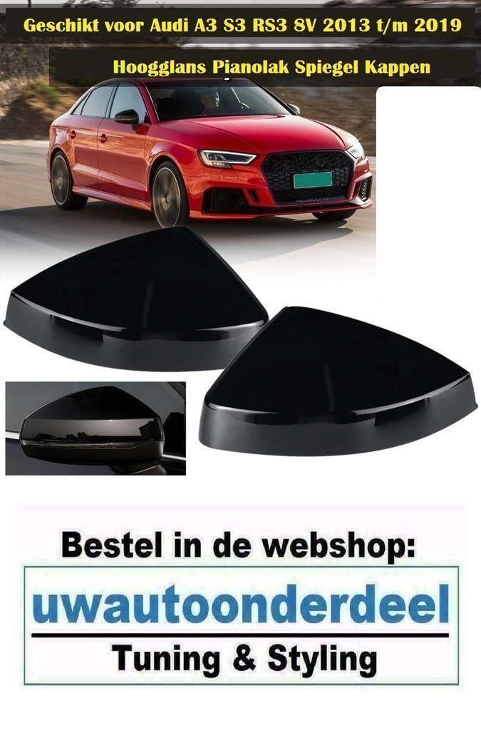 Hoogglans Zwart Spiegelkappen Voor Audi A3 S3 RS3 8V, Auto diversen, Tuning en Styling, Verzenden