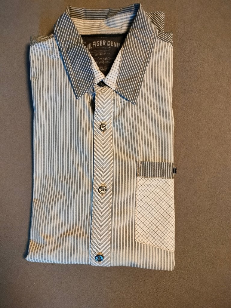 Hemd Hilfiger Denim Heren - maat M, Beige, Zo goed als nieuw, Tommy hilfiger, Halswijdte 39/40 (M)
