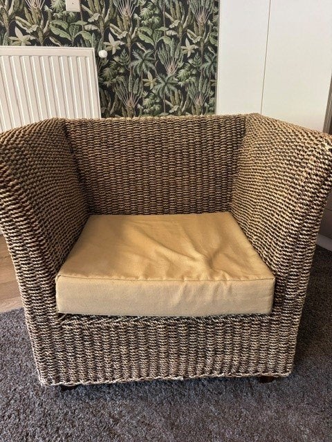 fauteuil zeegras, Ophalen, Gebruikt, 75 tot 100 cm, Riet of Rotan