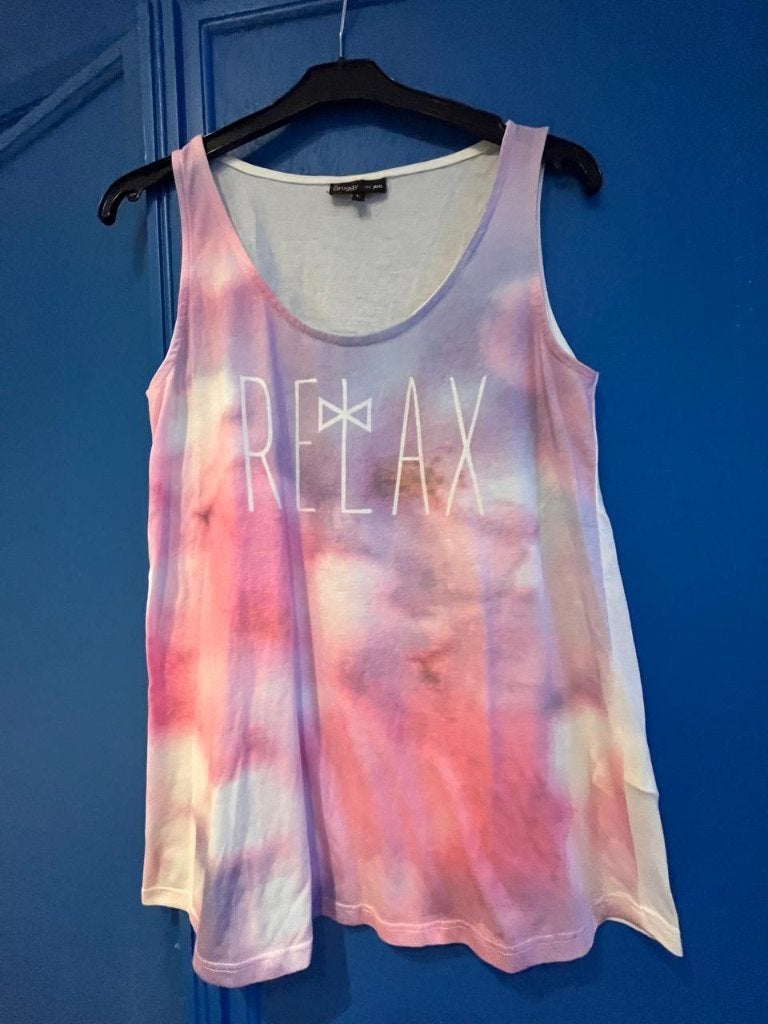 Pastel Tie-Dye Singlet Groggy "Relax" – Maat L, Ophalen, Groggy by JBC, Meerkleurig, Maat 42/44 (L)