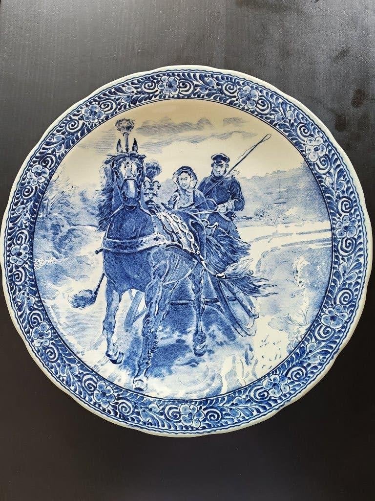 Delft blauw bord paard, Ophalen of Verzenden