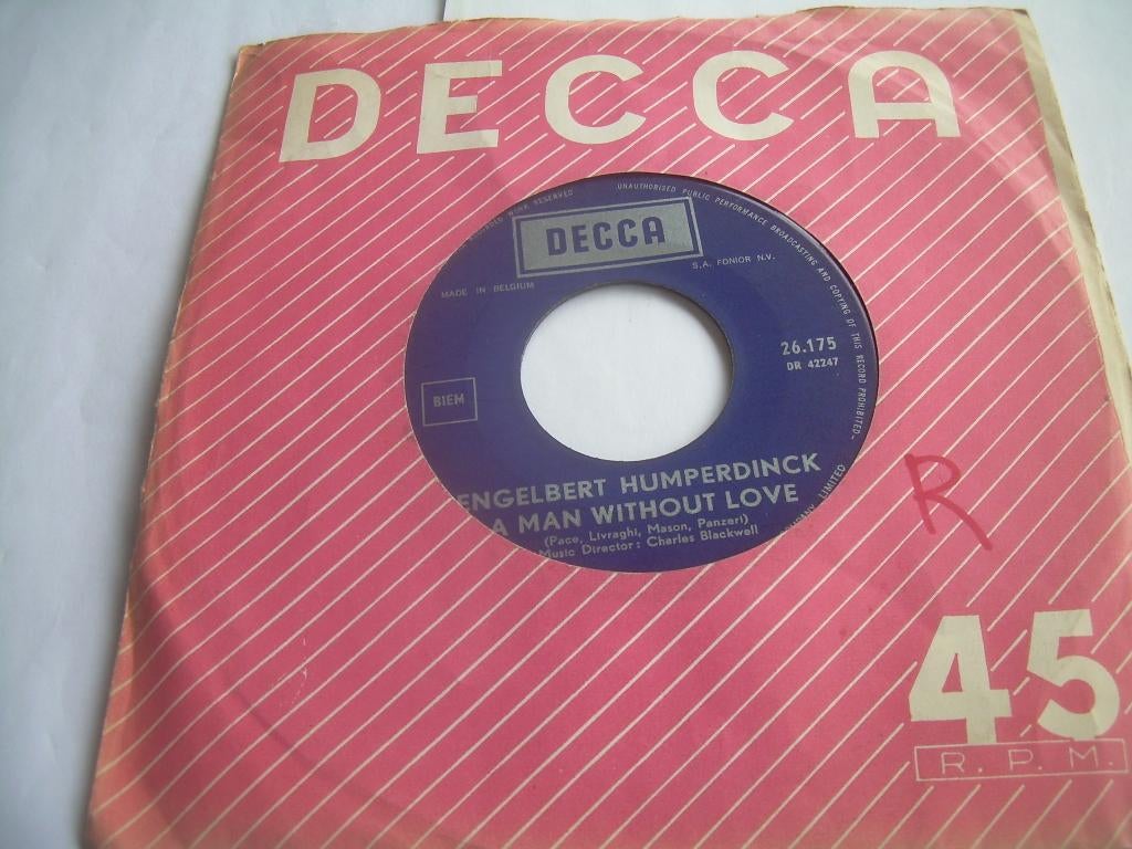 45 T SINGLE - Engelbert Humperdinck – A Man Without Love, 7 inch, Single, Ophalen of Verzenden, Zo goed als nieuw