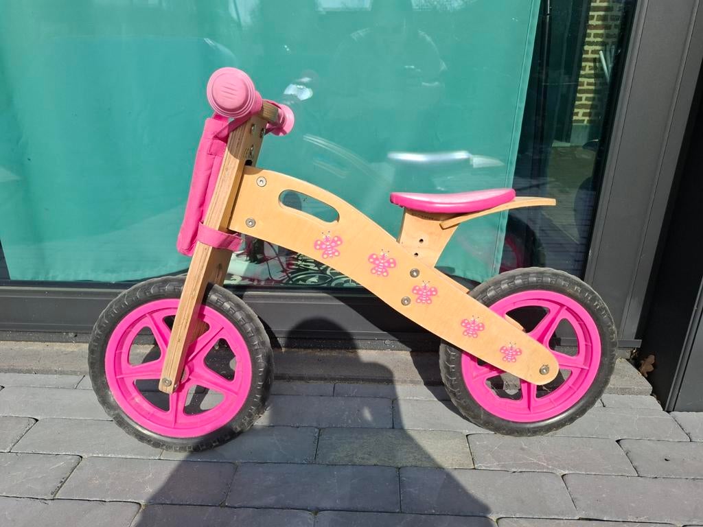 Houten loopfiets roze, Ophalen, Zo goed als nieuw, Loopfiets