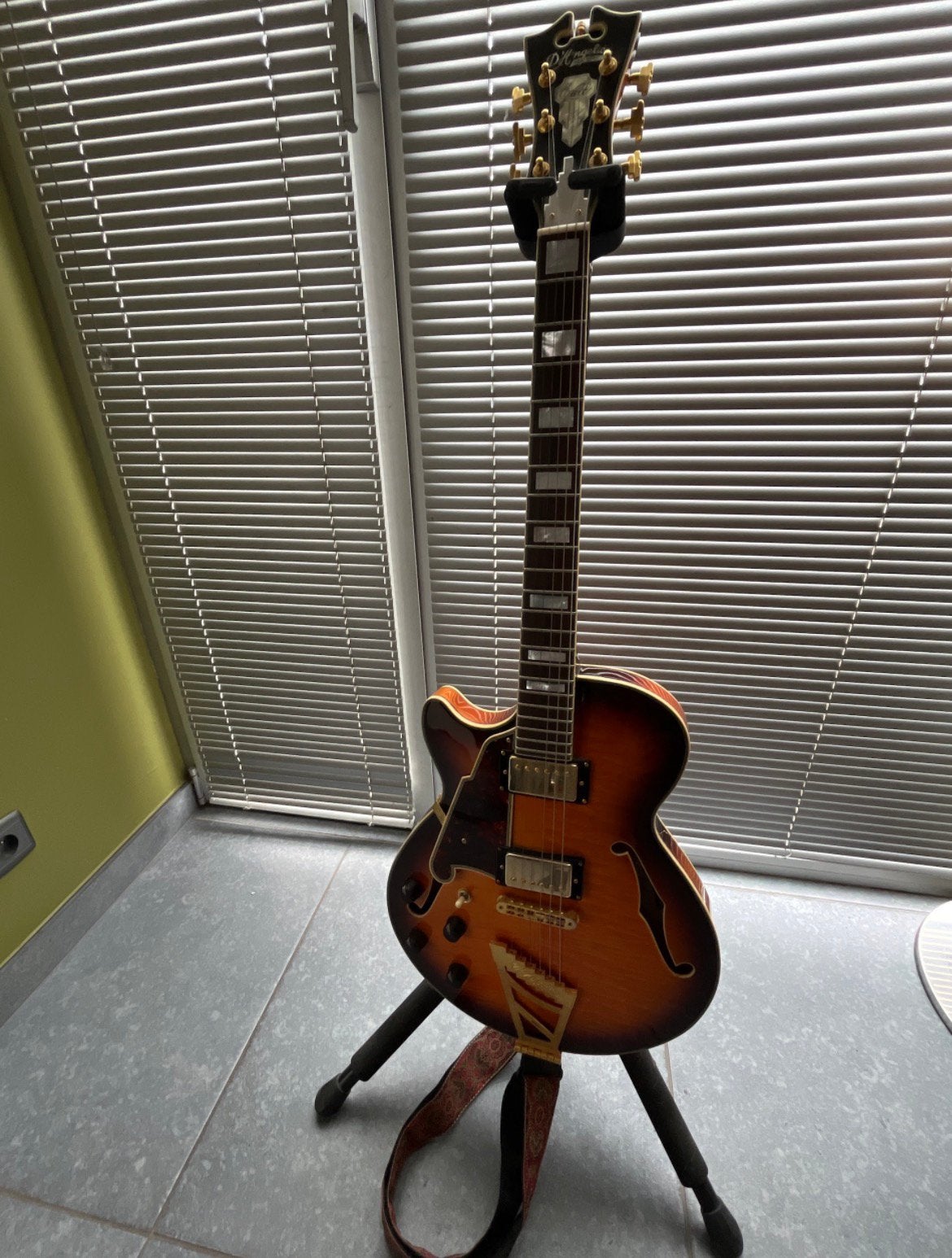 Semi-Hollow d’Angelico EX-SS left handed, Muziek en Instrumenten, Snaarinstrumenten | Gitaren | Elektrisch, Zo goed als nieuw
