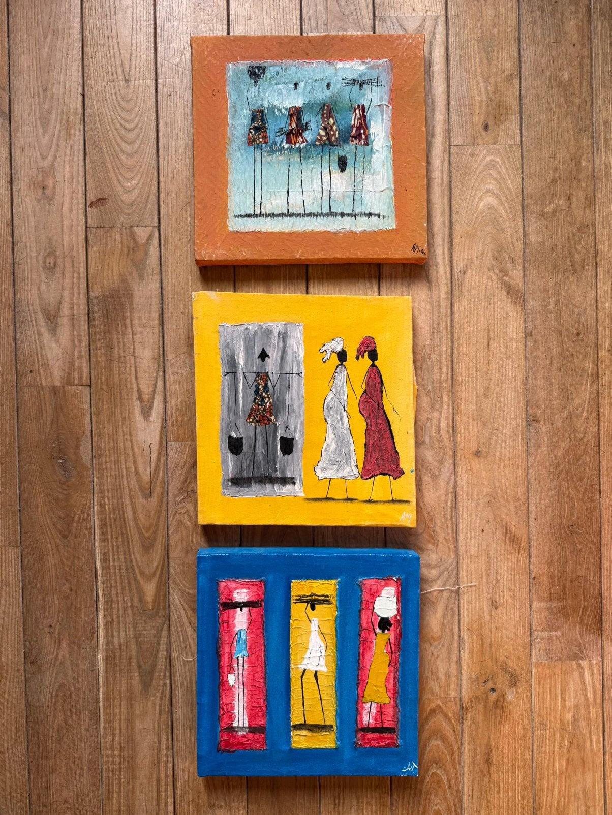 3 Tableaux peinture africaine, Enlèvement