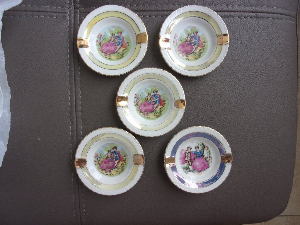 5 vintage porseleinen asbakken, Antiek en Kunst, Antiek | Porselein, Ophalen of Verzenden