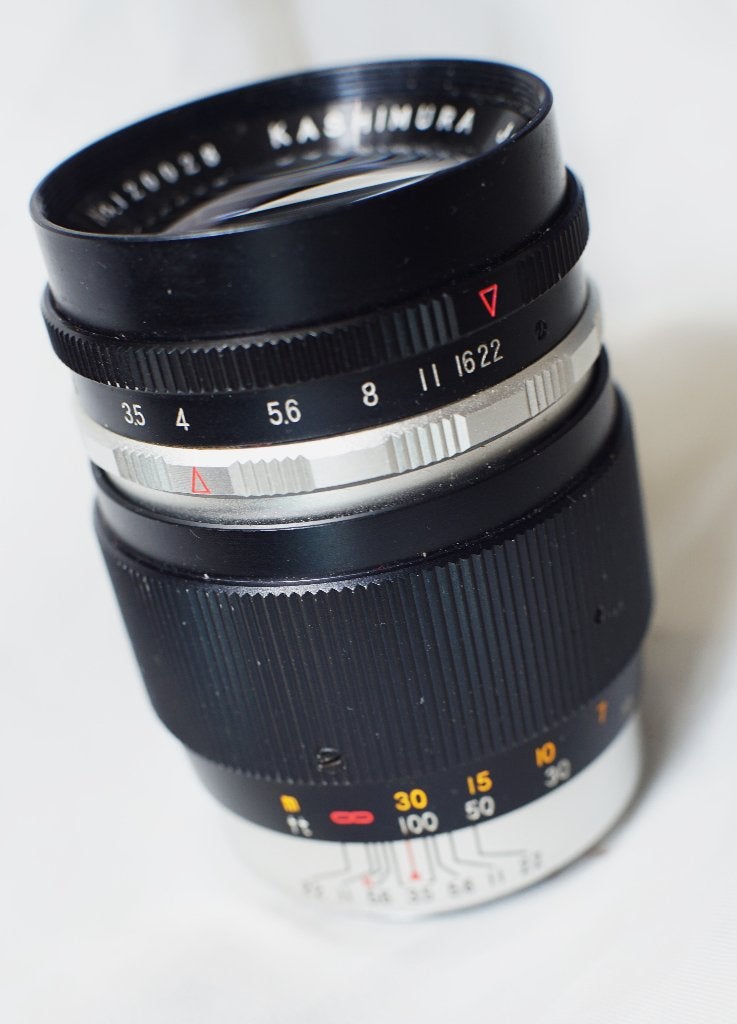 Kashimura Dianon 135mm f/3.5 T2 mount: zeer zeldzaam, Audio, Tv en Foto, Fotocamera's Analoog, Ophalen of Verzenden, Gebruikt