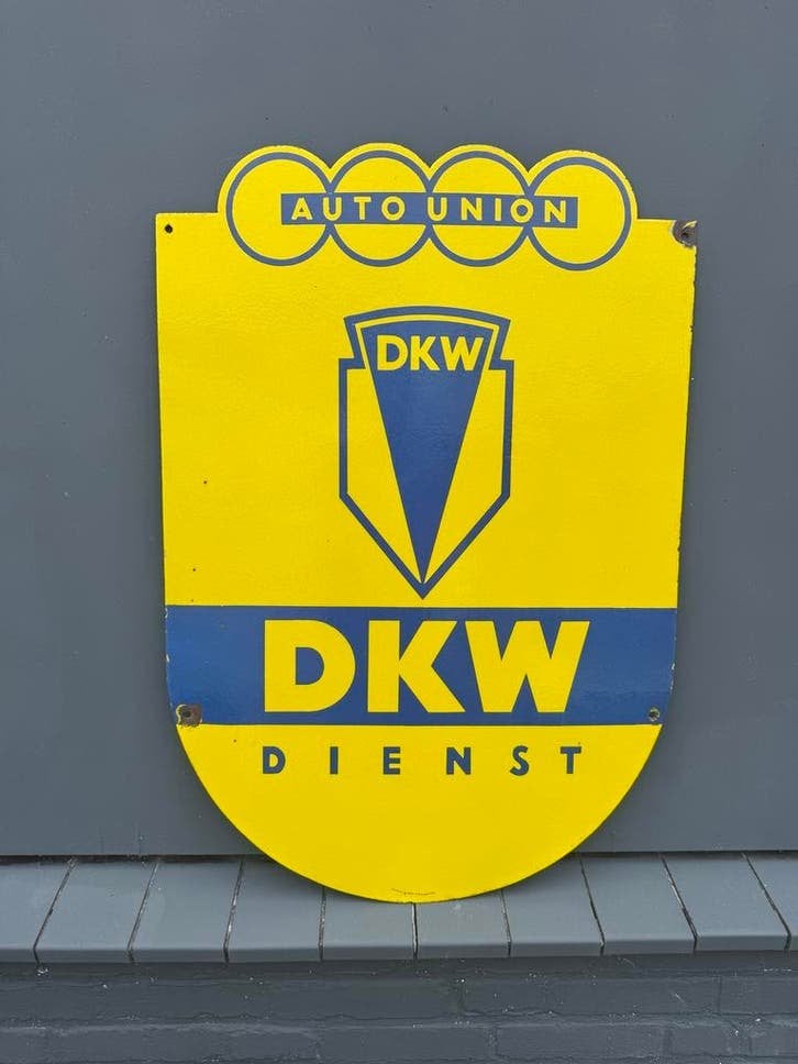 Vintage DKW Auto Union Emaille Reclamebord, Collections, Marques & Objets publicitaires