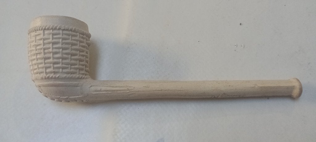 Ancienne pipe en terre cuite blanche décor tressé 12cm, Collections, Enlèvement ou Envoi, Autres types