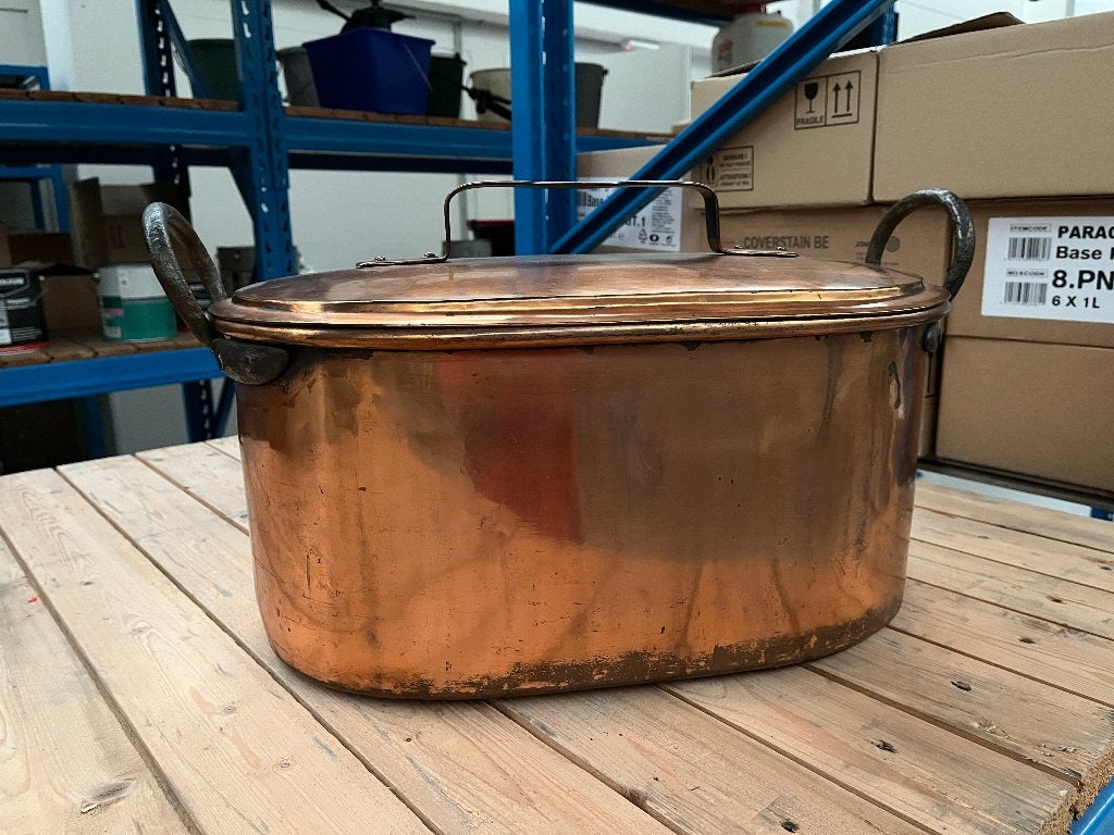 Koperen pot [50 cm x 30 cm x H 29 cm], Ophalen, Gebruikt, Rood, Brocante