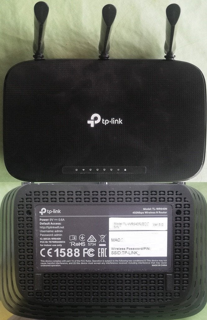 TP-LINK TL-WR940N(EU) V5 450Mbps Wireless N Router, Computers en Software, Routers en Modems, Ophalen of Verzenden, Gebruikt, Router