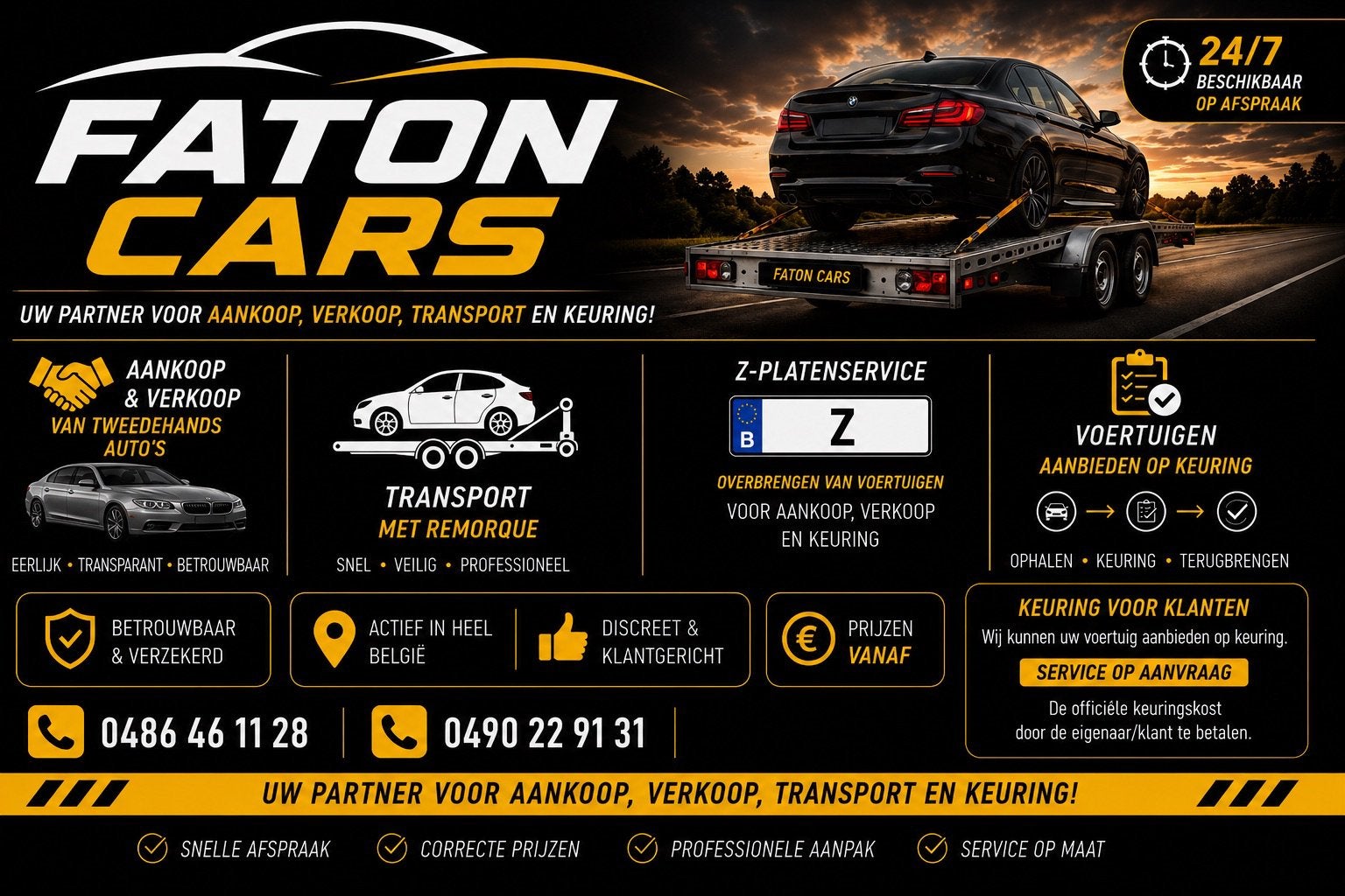 FATON CARS – Voertuigtransport, Z-platenservice & Keuring, Tickets en Kaartjes, Sport | Overige