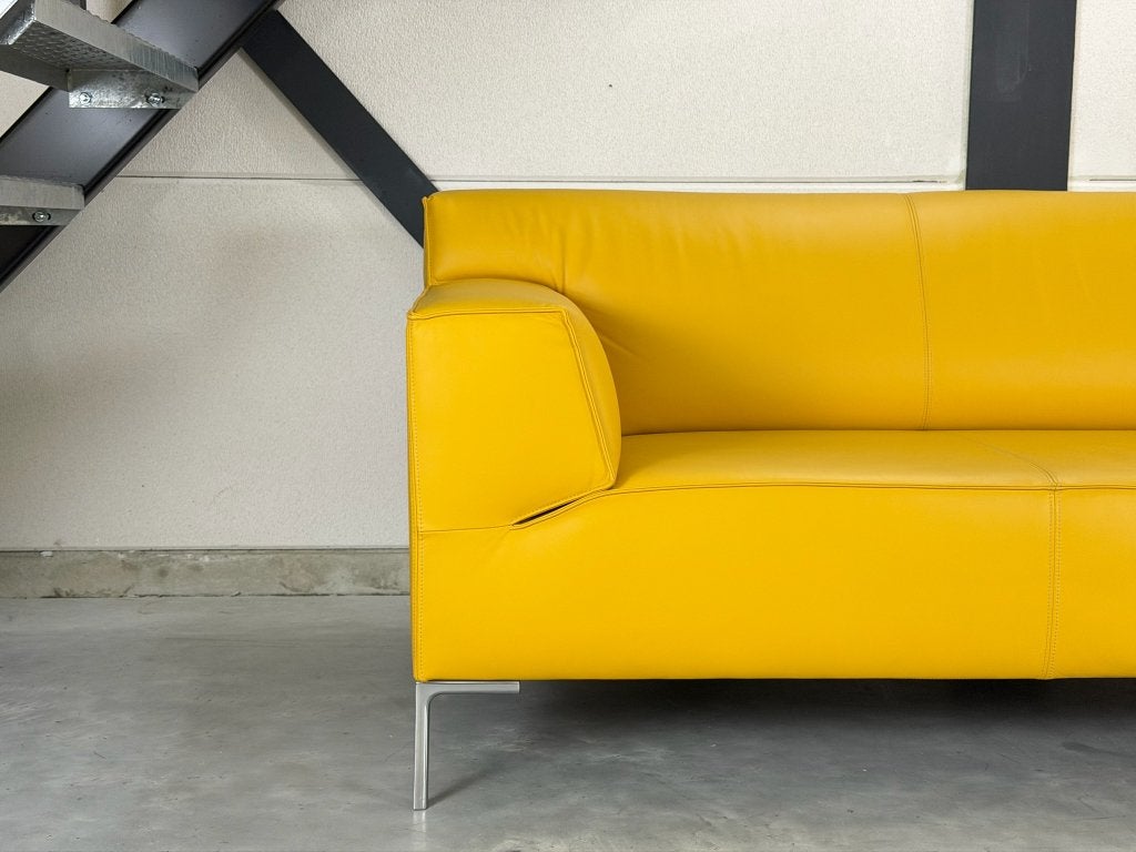 Canapé 3 places Design on Stock Bloq – cuir jaune ocre, 200 à 250 cm, Banc droit, Comme neuf, Enlèvement