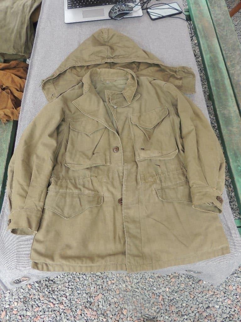 VESTE M-1943 + CAPUCHE COMPLETE US WW2 TBE, Enlèvement ou Envoi, Armée de terre, Vêtements ou Chaussures