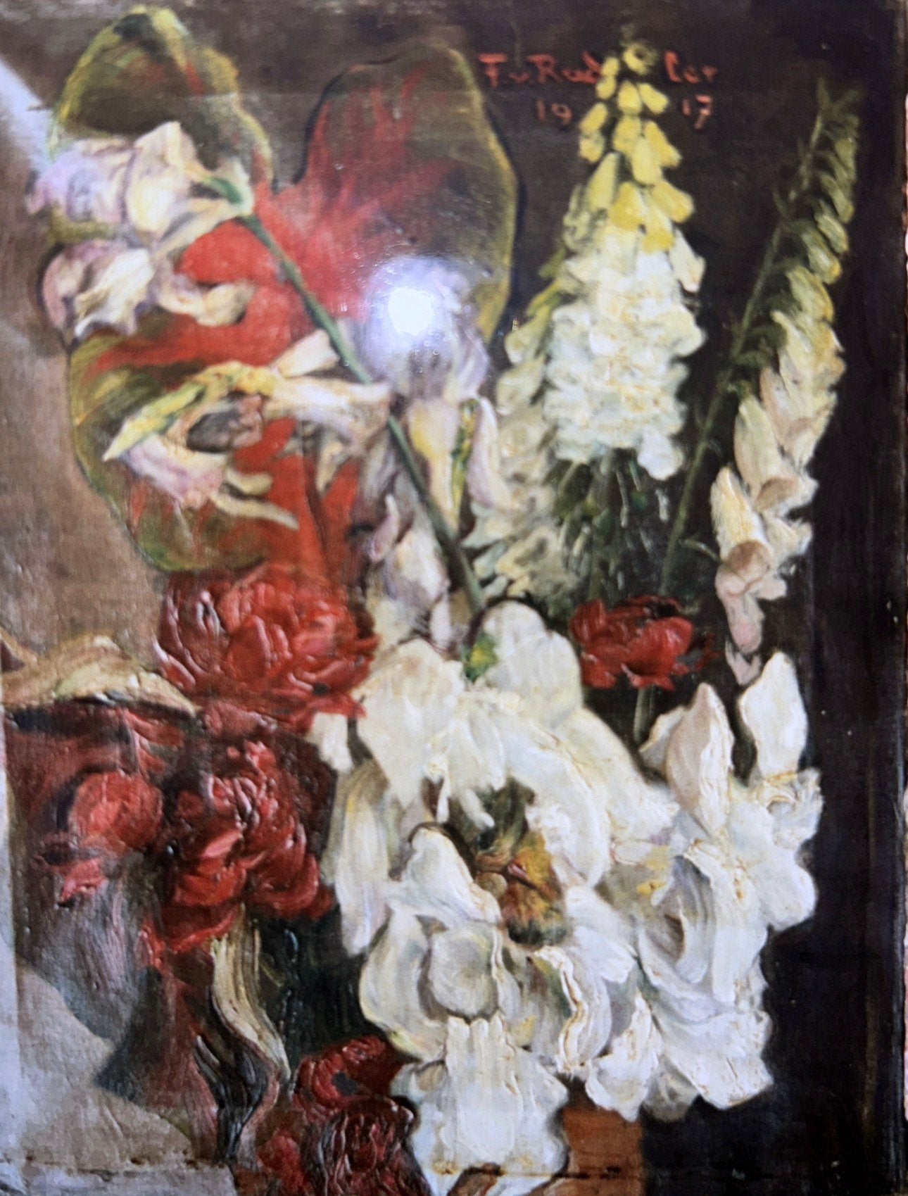 Schilderij 1917 Friedrich Edler Von Radler Oil /Canvas 70x50, Ophalen, Bloemen, Doek