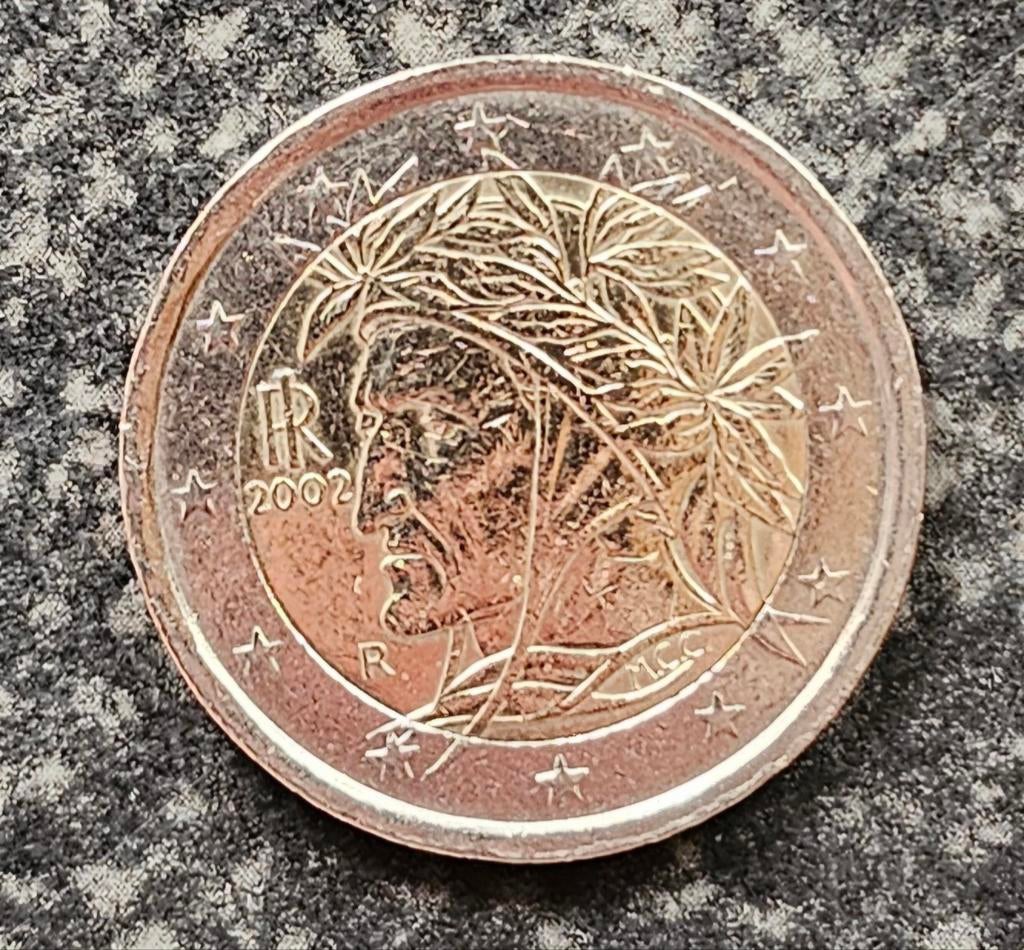 2 euro herdenkingsmunt italië 2002 dante alighieri, Postzegels en Munten, Munten | Europa | Euromunten, Ophalen of Verzenden, Italië