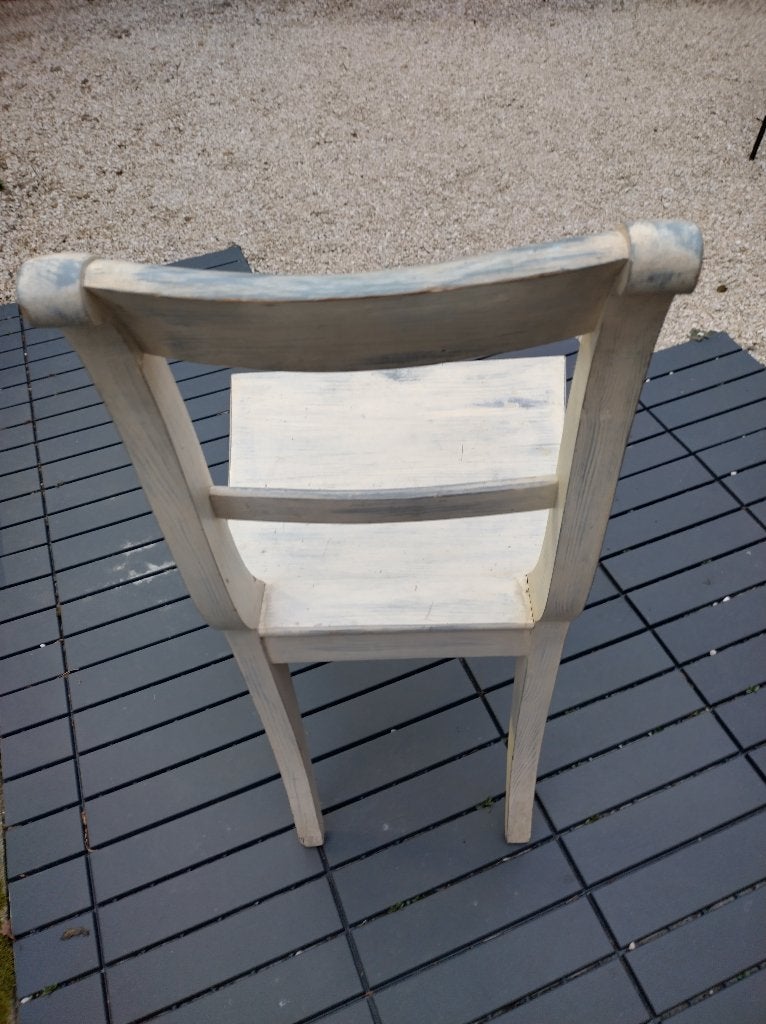 Chaises en bois vintage cottage 4 pièces, Enlèvement, Blanc, Bois, Vintage
