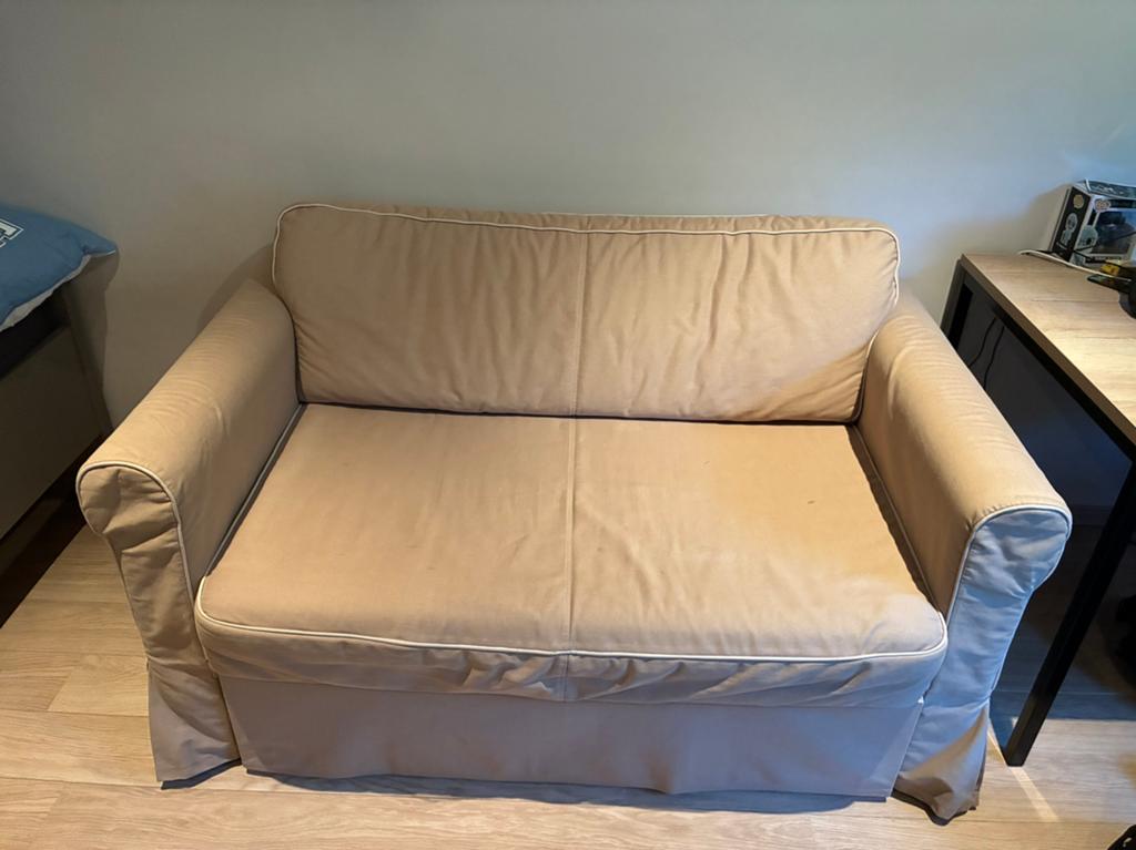 Zetel(bed) beiden, Huis en Inrichting, Slaapkamer | Slaapbanken, Ophalen, Zo goed als nieuw, Beige