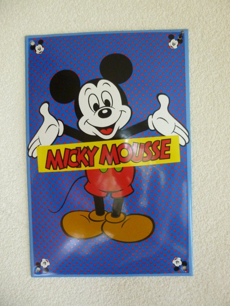 EMAILLE RECLAME BORDJE"MICKY MOUSSE"NESTLE JAREN 80/90, Verzamelen, Ophalen of Verzenden, Zo goed als nieuw, Reclamebord