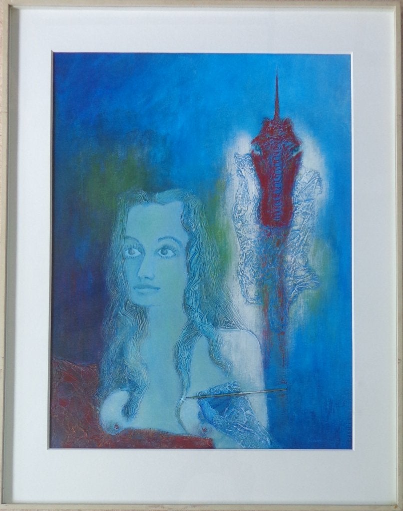 JAN VAERTEN / NAAR HET LEVEN / ORIGINEEL WERK 91x71cm KADER, Antiquités & Art, Art | Peinture | Moderne, Enlèvement, Verre, Signé