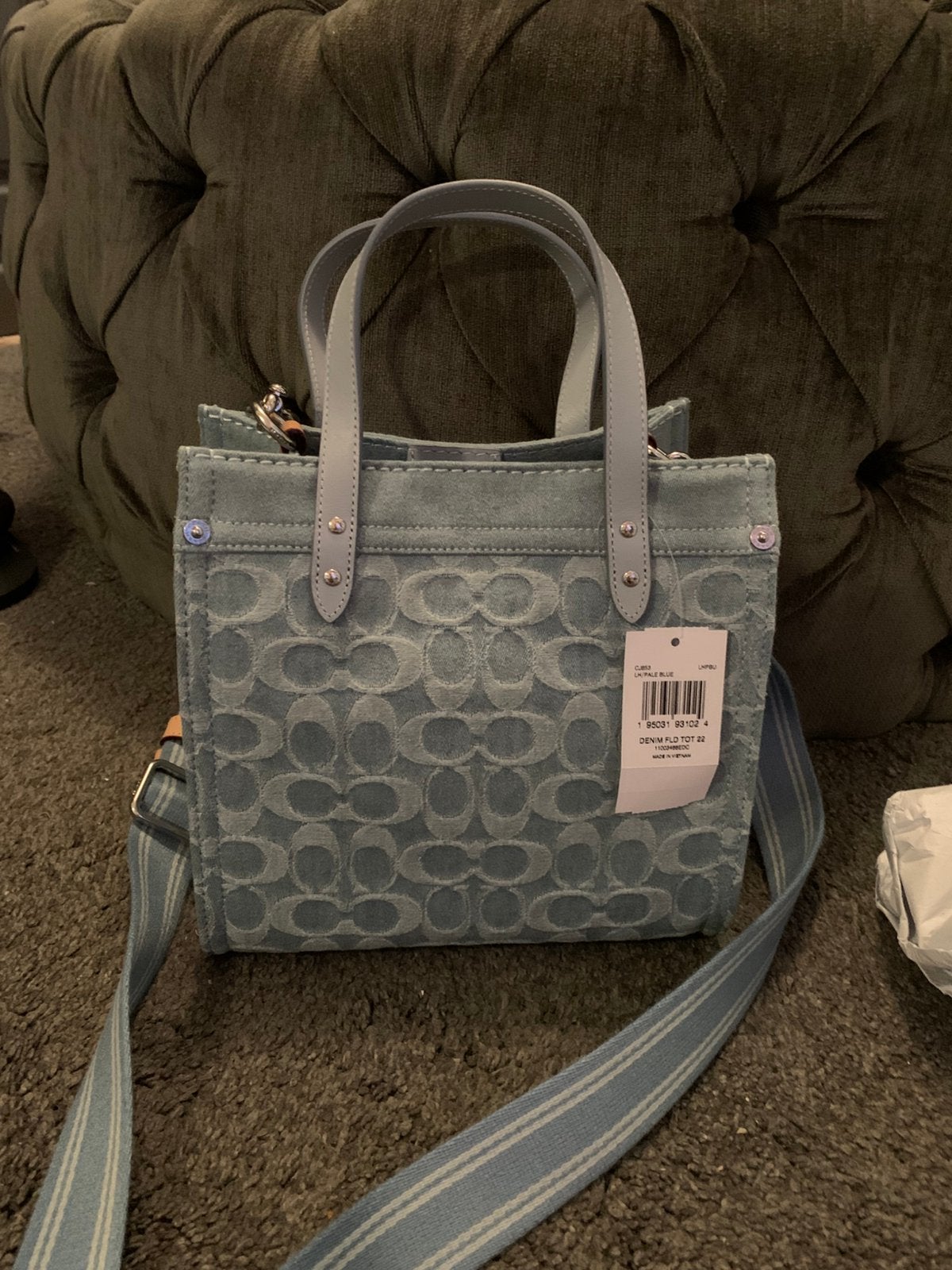 Sac à main en jean monogrammé NEW Coach, Enlèvement ou Envoi, Neuf, Bleu, Sac à main