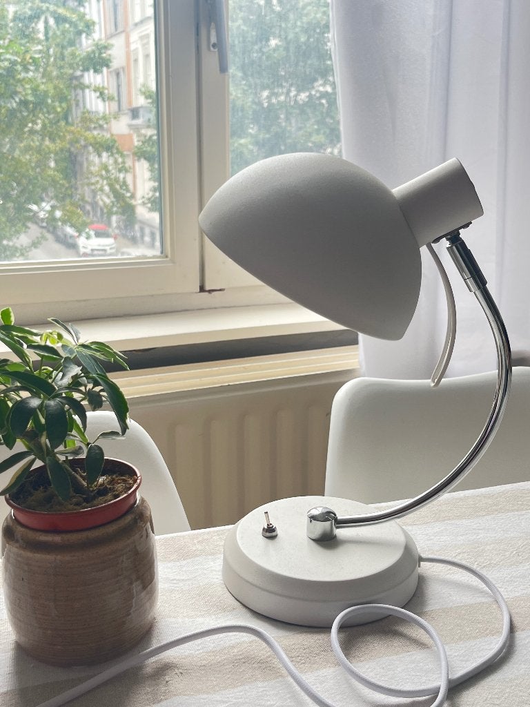 Lucide design tafellamp wit/chroom – moderne bureaulamp, Ophalen, Nieuw, Metaal