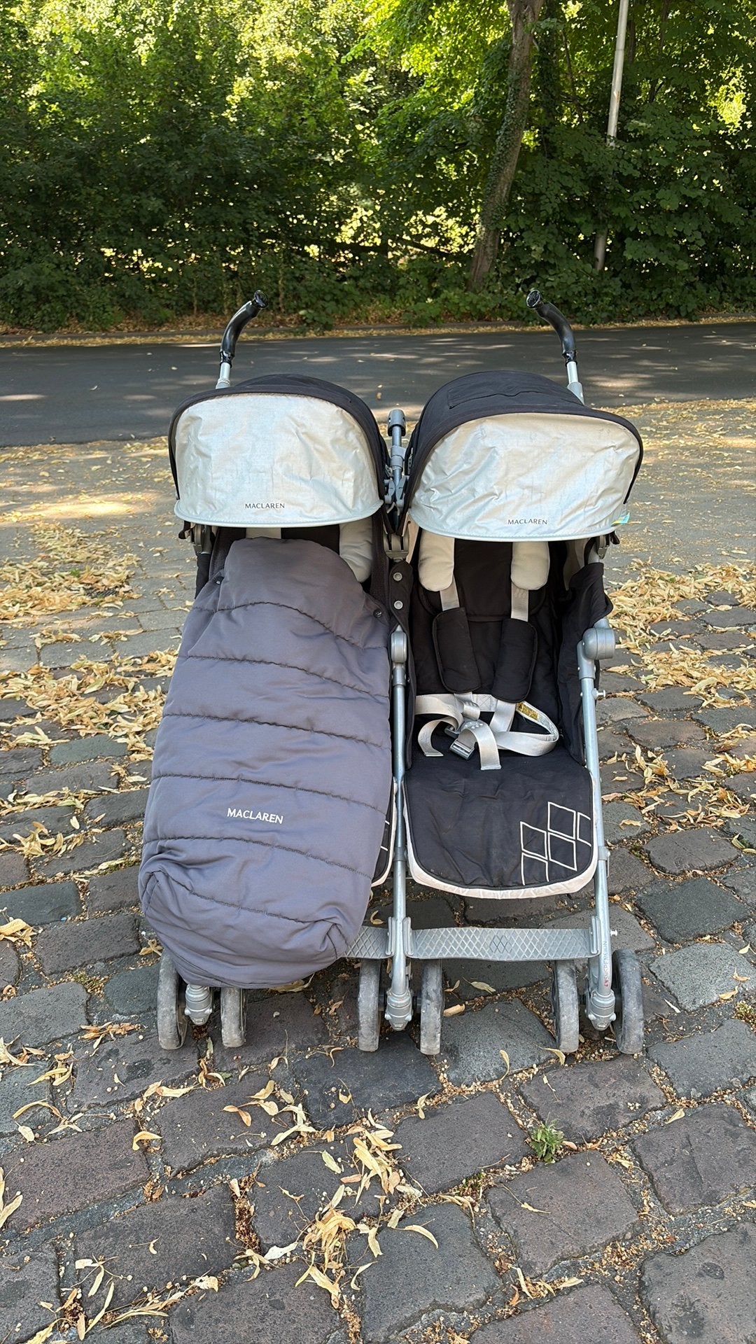 Dubbele Maclaren buggy, Ophalen, Gebruikt, Maclaren, Zonnekap