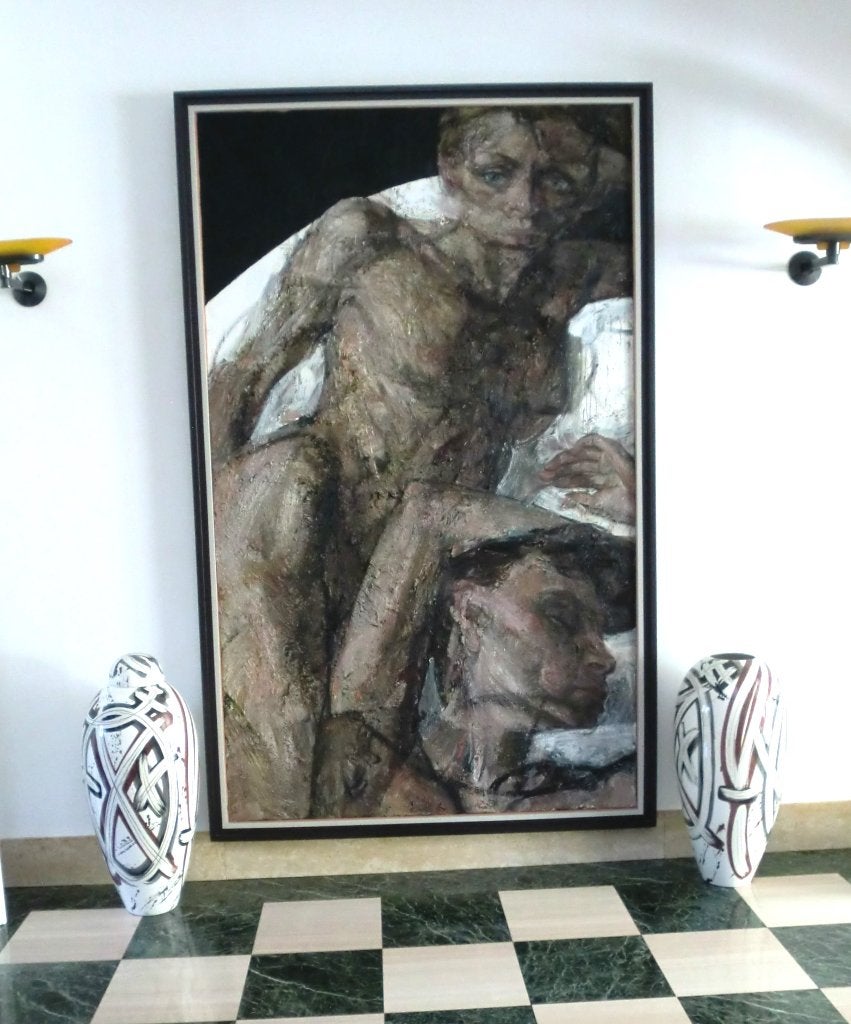 Schilderij Sam Dillemans. Museaal werk., Antiek en Kunst, Ophalen, Doek, Portret of Personen, Expressionistisch