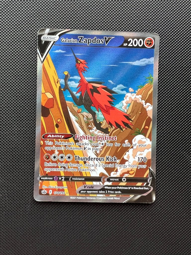 Galarian Zapdos V Pokemon Kaart, Hobby en Vrije tijd, Ophalen, Gebruikt, Losse kaart
