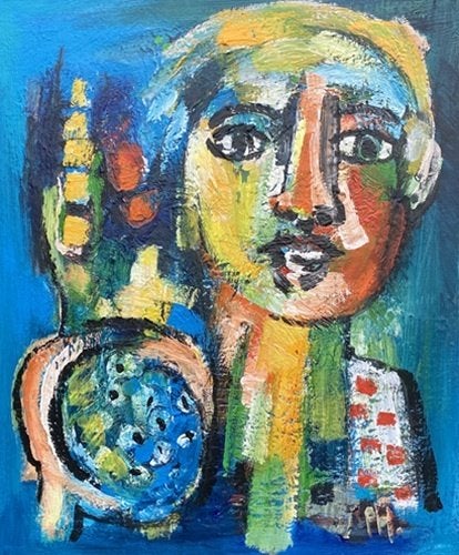 Kunsthandel Gennep - "Bewust", Antiek en Kunst, Ophalen of Verzenden, Handgeschilderd, Acrylverf
