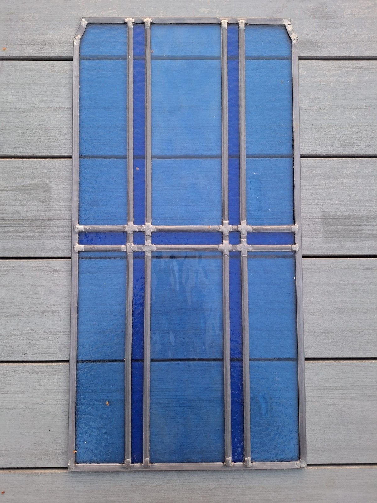Glas ramen in lood, blauwe kleuren, Doe-het-zelf en Bouw, Glas en Ramen, Ophalen