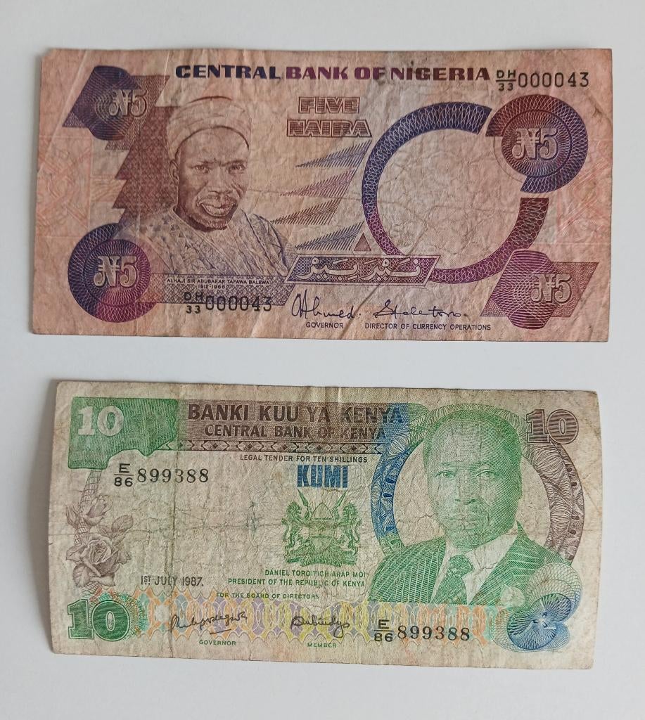 2 billets d'Afrique: Nigeria et Kenya, Timbres & Monnaies, Enlèvement ou Envoi, Nigeria