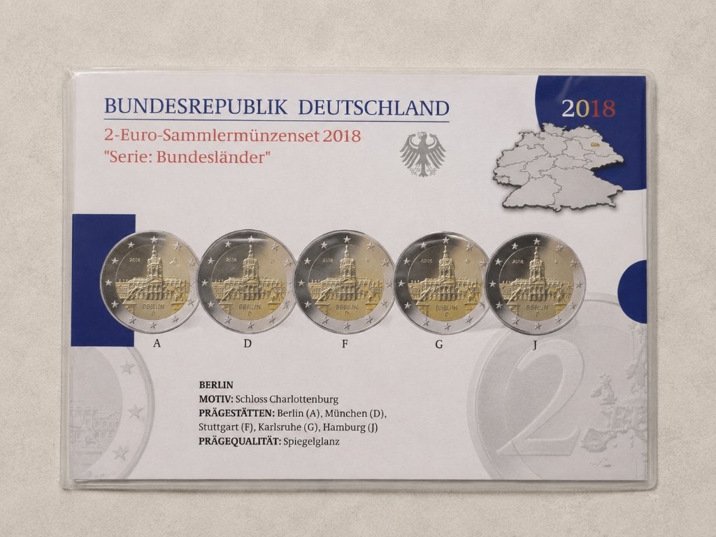 Coffret officiel Allemagne 2018 – Château de Charlottenburg, Envoi, Allemagne, 2 euros, Série