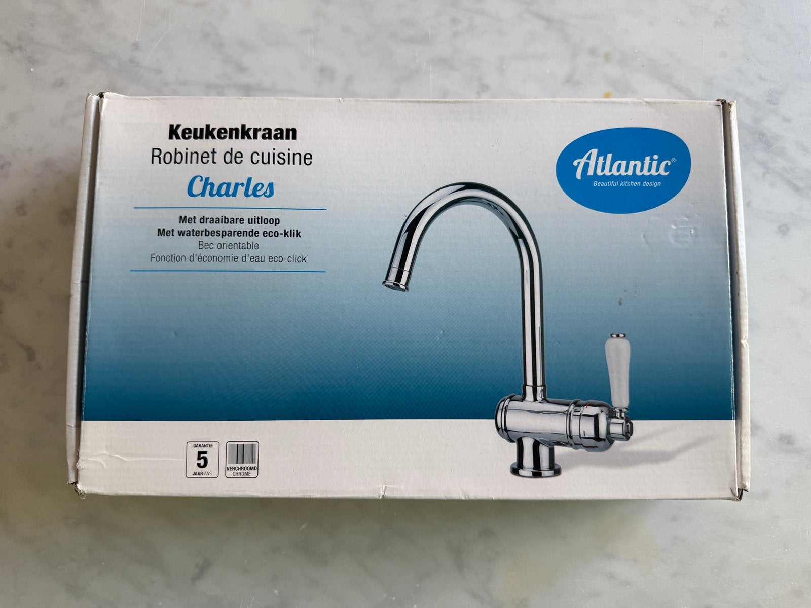 Keukenkraan Atlantic “Charles” - NEW, Ophalen, Nieuw, Chroom, Kraan