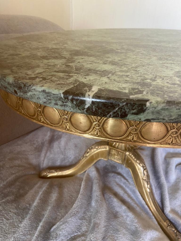 Table basse hollywood neo classique    onyx vert et laiton, Antiquités & Art, Enlèvement