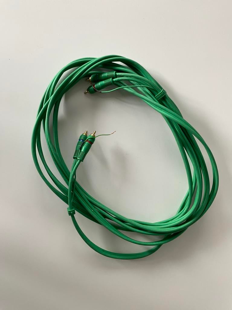 Cinch / tulp kabel met aarde - 5 mtr., Ophalen of Verzenden, Zo goed als nieuw