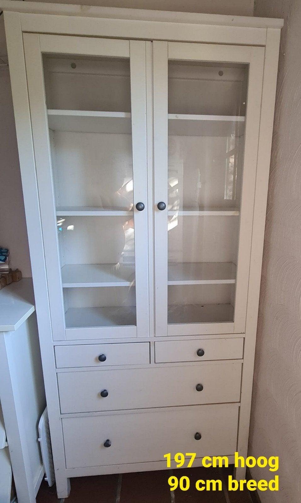 mooie vitrinekast, Huis en Inrichting, Ophalen, 50 tot 100 cm, Landelijk, 150 tot 200 cm