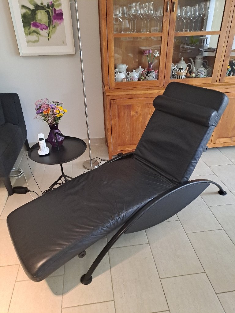 Luxe elektrische design relax zetel/chaisse long, 75 à 100 cm, 200 à 250 cm, Design , zwart leder, Enlèvement