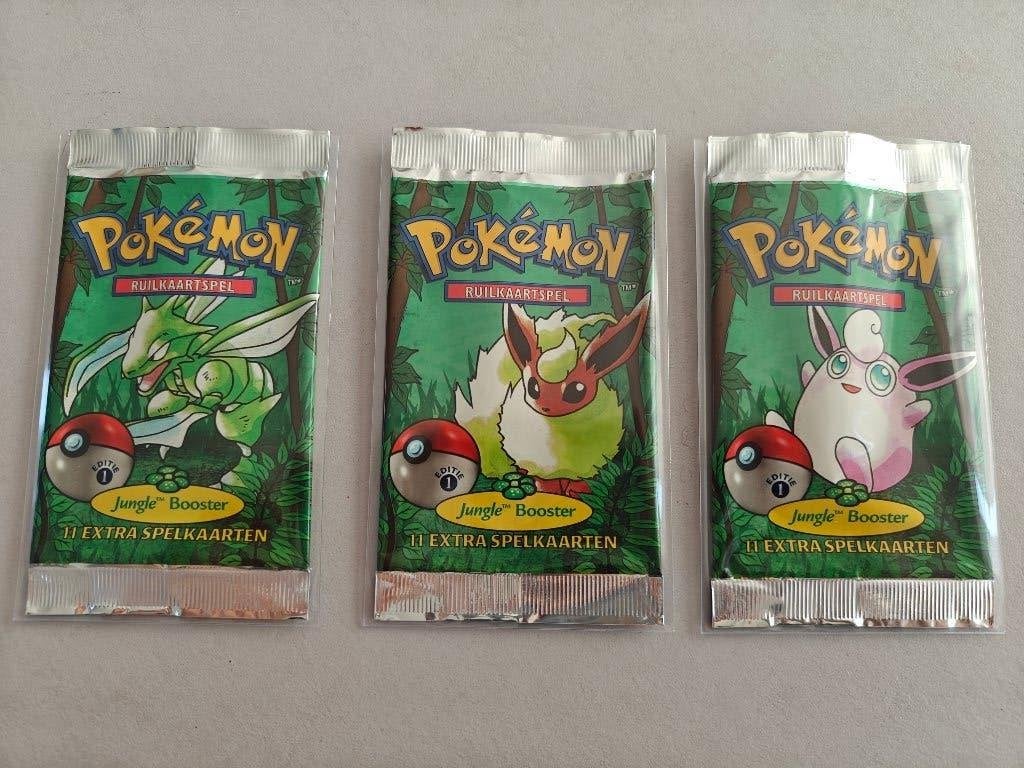 Pokemon 1ère édition Jungle - art set avec emballages vides, Enlèvement ou Envoi, Utilisé, Booster