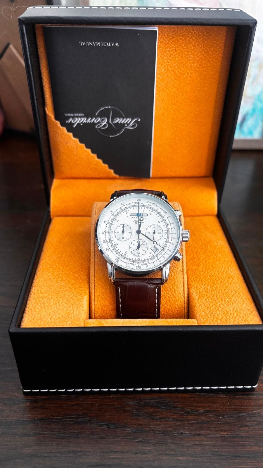 chronographe Zeppelin, Montre-bracelet, Cuir, Enlèvement, Acier