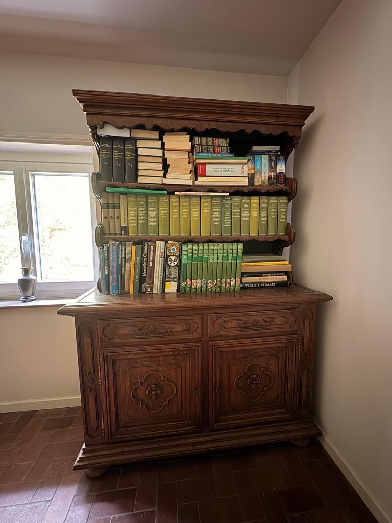 Massief eiken buffetkast / boekenkast, Huis en Inrichting, Kasten | Boekenkasten, Ophalen, 100 tot 150 cm, Klassiek, Eikenhout