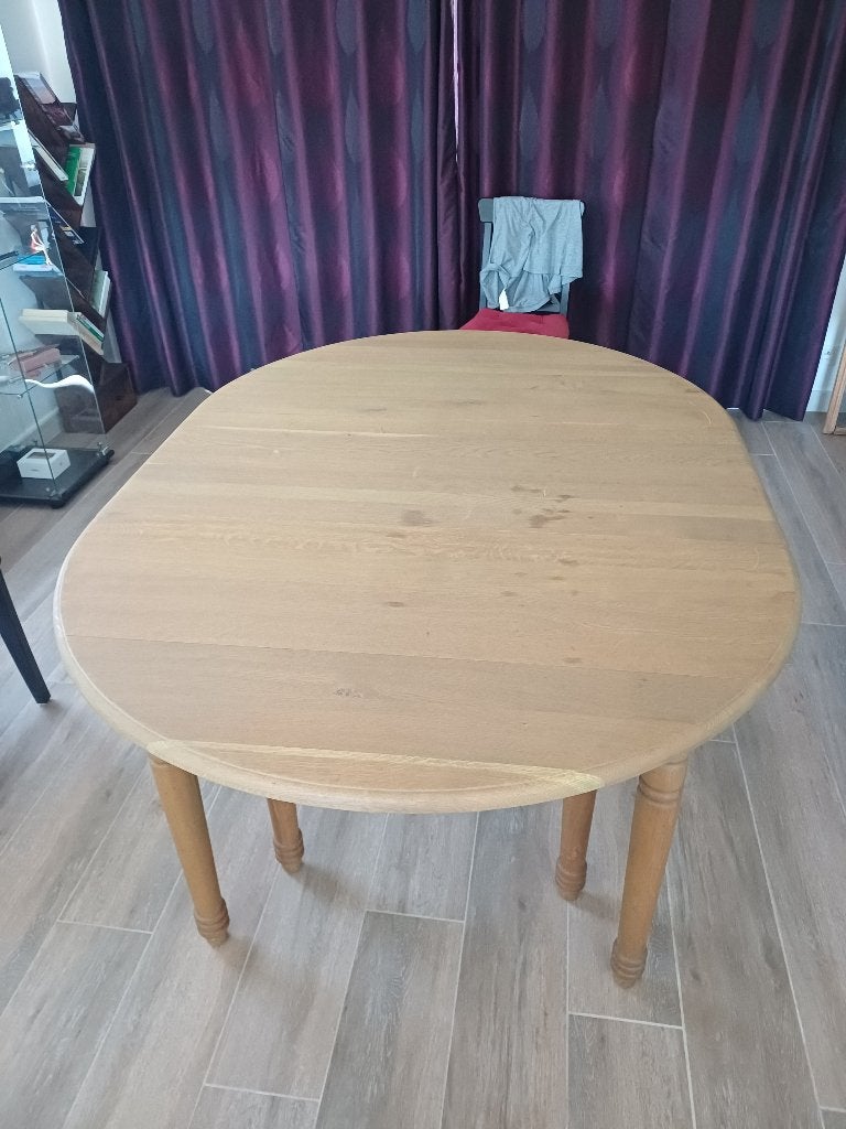 table en chêne, Chêne clair, Comme neuf, 100 à 150 cm, Enlèvement