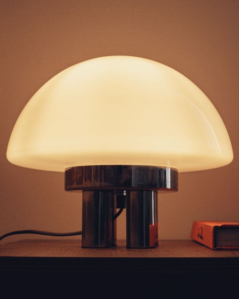 Mushroom Lamp opaline vintage style italian 70s, Ophalen, Overige merken, Vintage, 30 cm