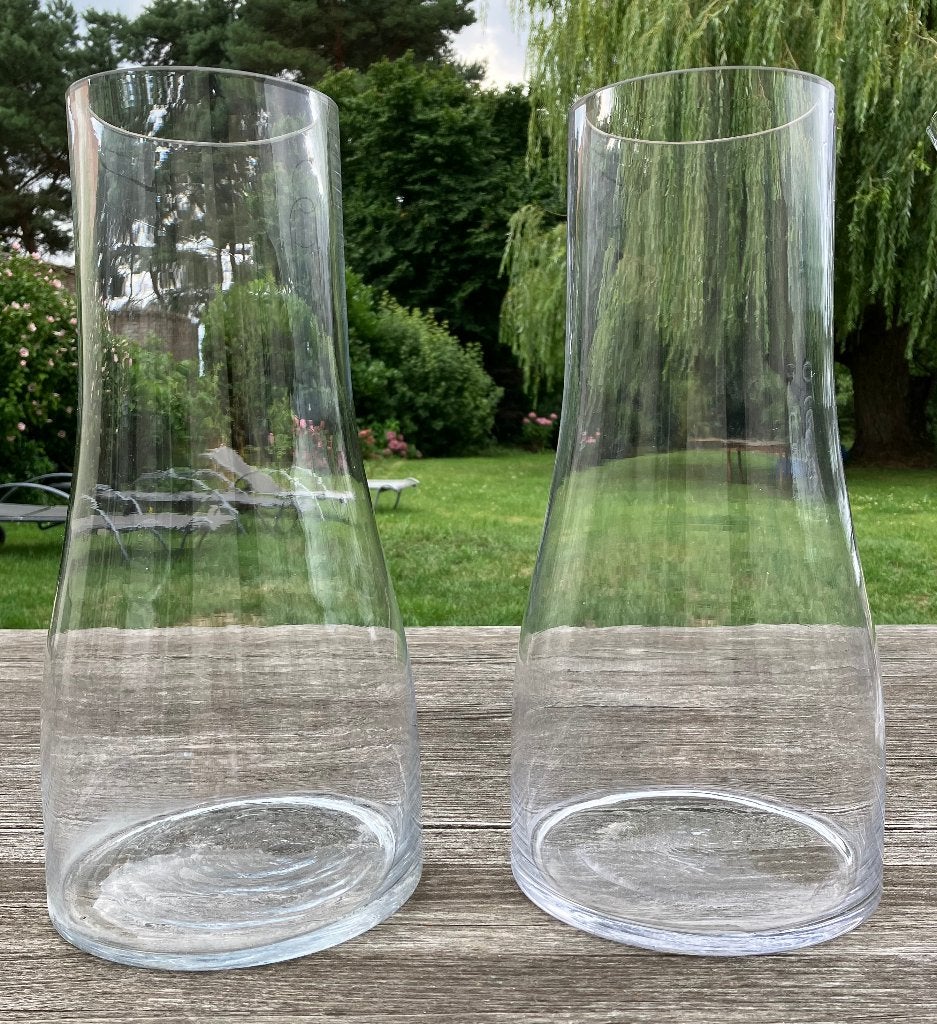 2 grote zware vazen gemaakt van dik glas, Huis en Inrichting, Woonaccessoires | Vazen, Ophalen, Zo goed als nieuw, Transparant
