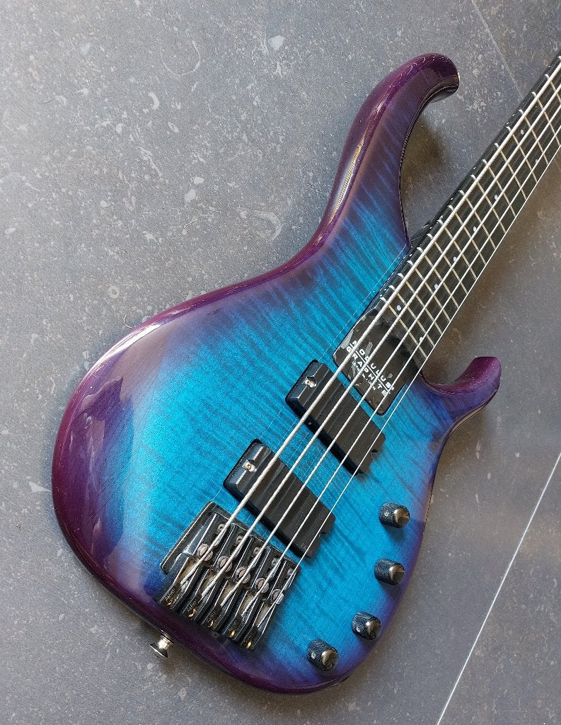 Modulus Quantum Q5 1990 purple/blue burst EMG (3,9kg!), Muziek en Instrumenten, Ophalen, Gebruikt, Elektrisch, 5-snarig