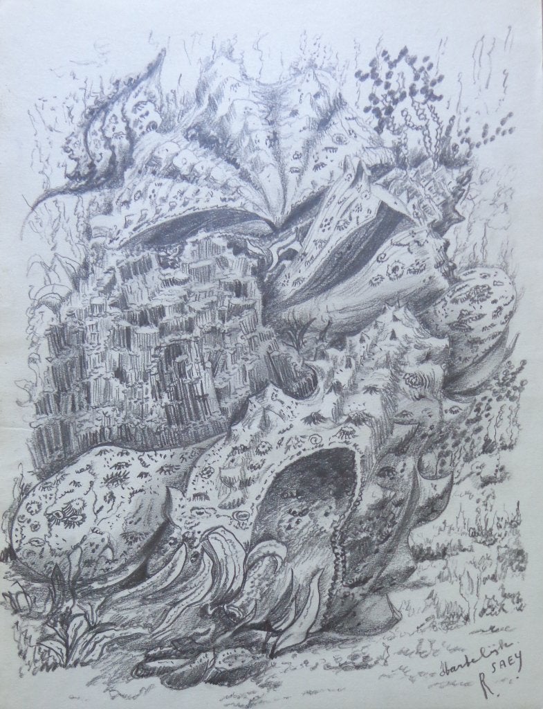 RENAAT SAEY / DROOMWERELD / ORIGINEEL WERK / 39x30cm / SIG, Enlèvement ou Envoi