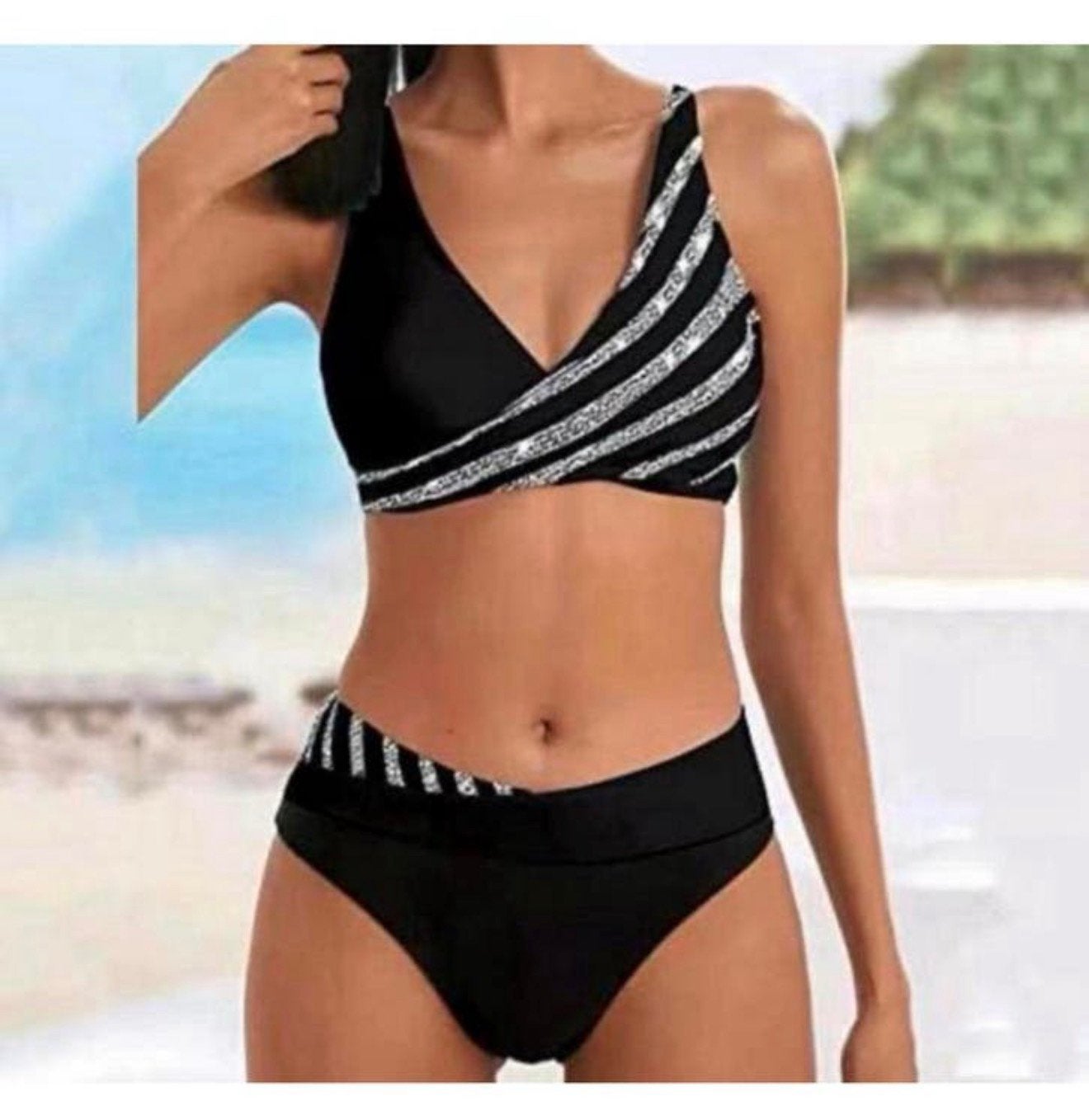 dames bikini-set tweedelig badpak badmode maat M gestreept, Ophalen of Verzenden, Nieuw, Zwart, Bikini