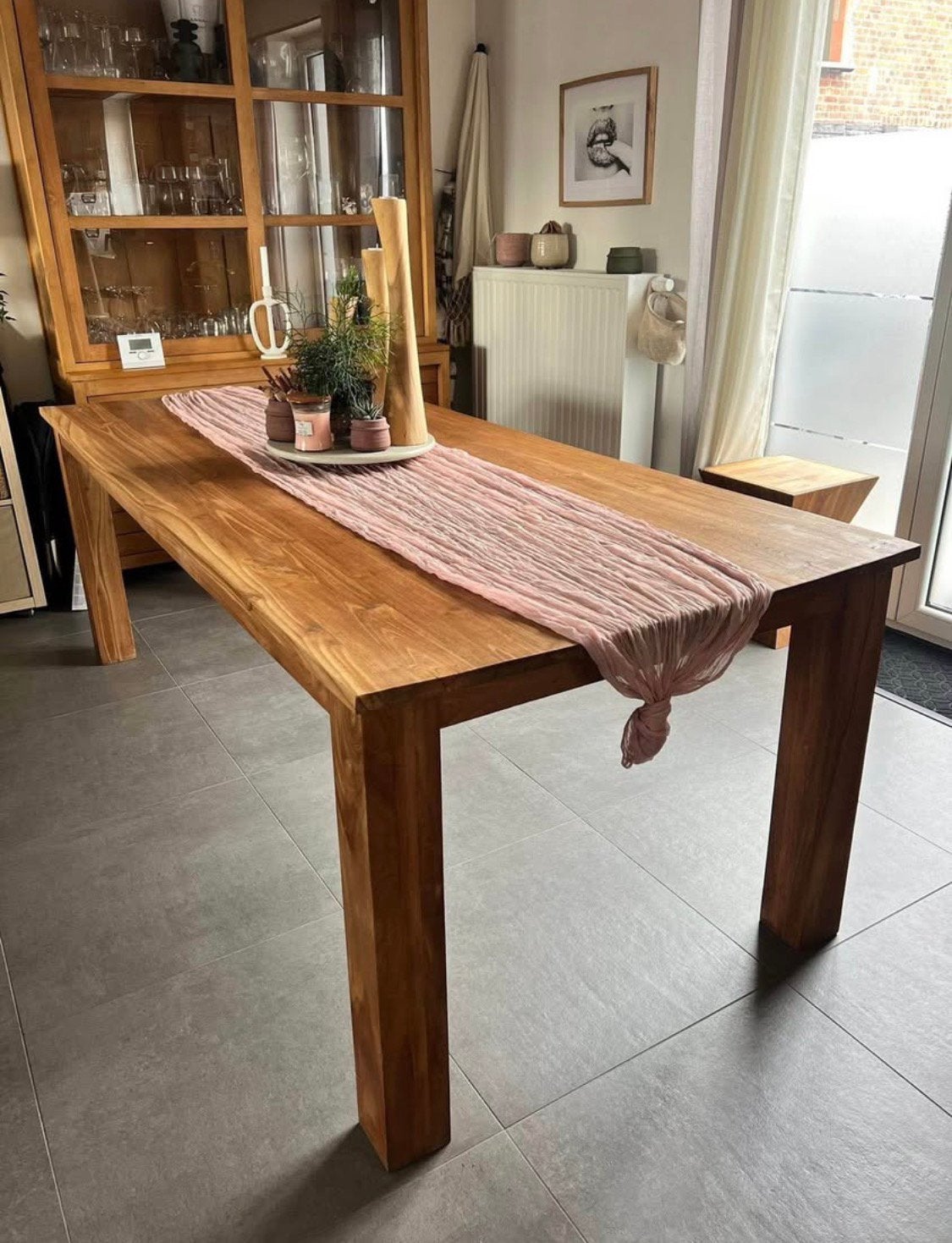 Table de salle à manger en teck massif, Enlèvement, Comme neuf, Teck