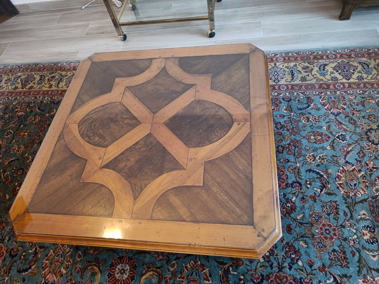 vierkant salontafel met glas als bescherming, Ophalen, Vierkant, Glas